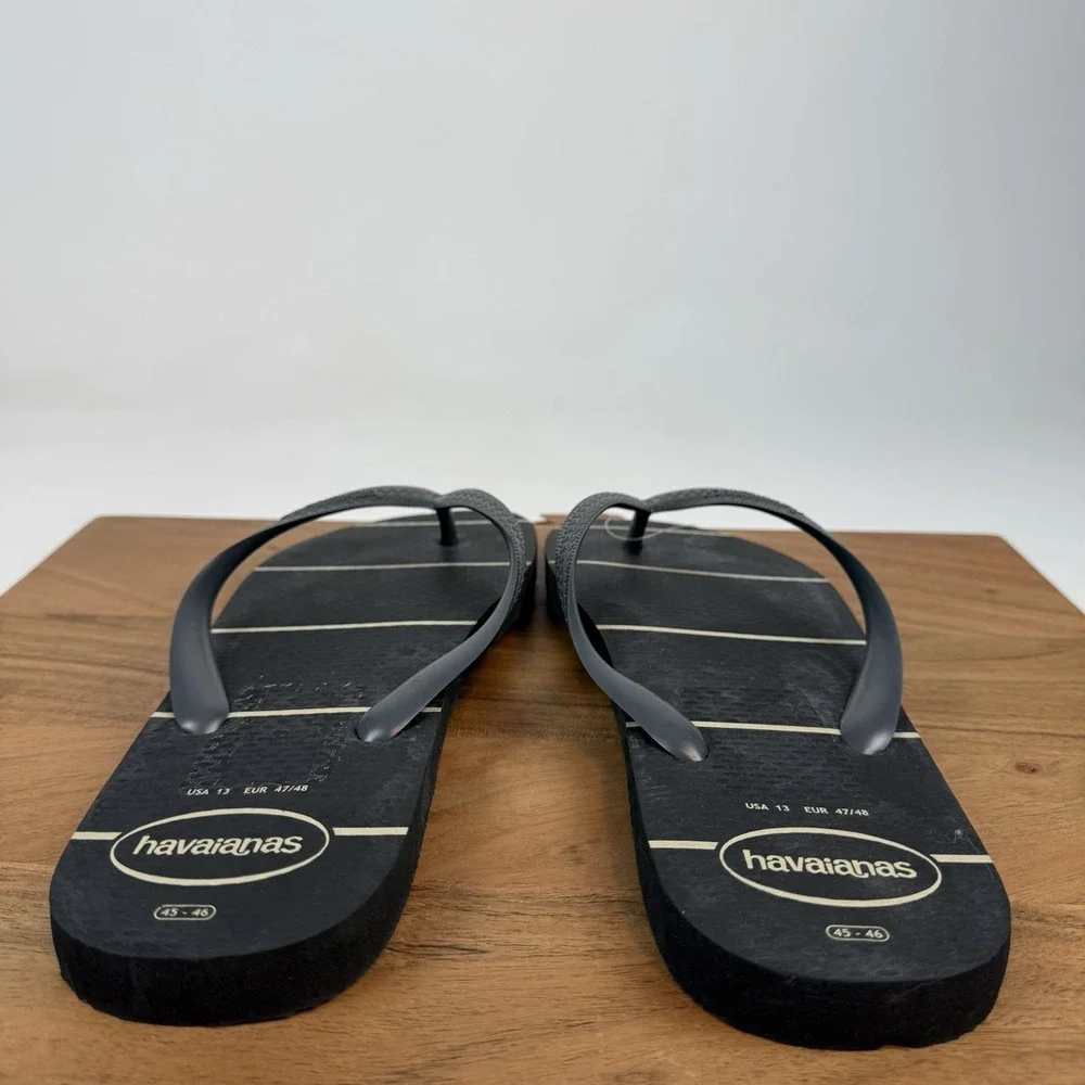 New Mens Havaianas‎ Black Beach Flip Flop Thong Sandals Shoes Size 13